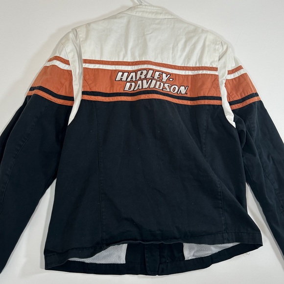 Harley Davidson Women's Size XL Motorcycle Riding Jacket Black Orange White Y2K - Picture 12 of 16